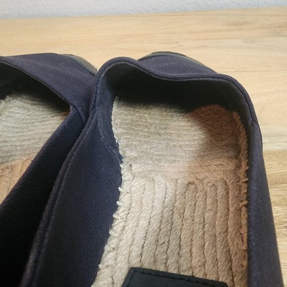 Tory Burch Shoes Womens Size 8 Navy Black Espadrille Flats Leather Cap Toe Logo - Picture 11 of 15